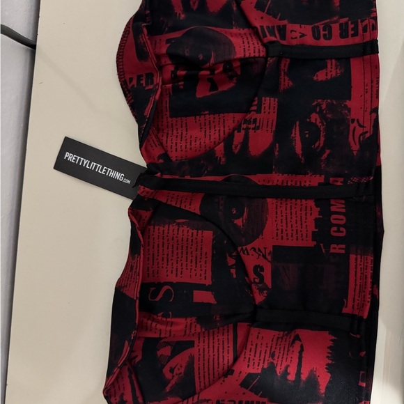 PrettyLittleThing Red and Black Graphic Bustier size USA 12 - Picture 2 of 10